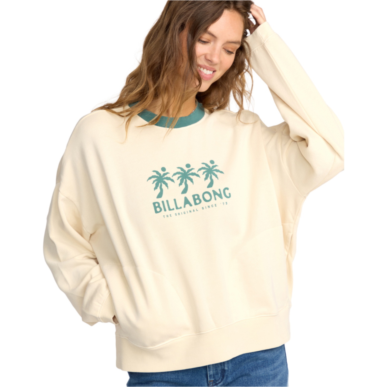 2025 Billabong Womens Triple Palms Sweatshirt 24B463506 - Whitecap